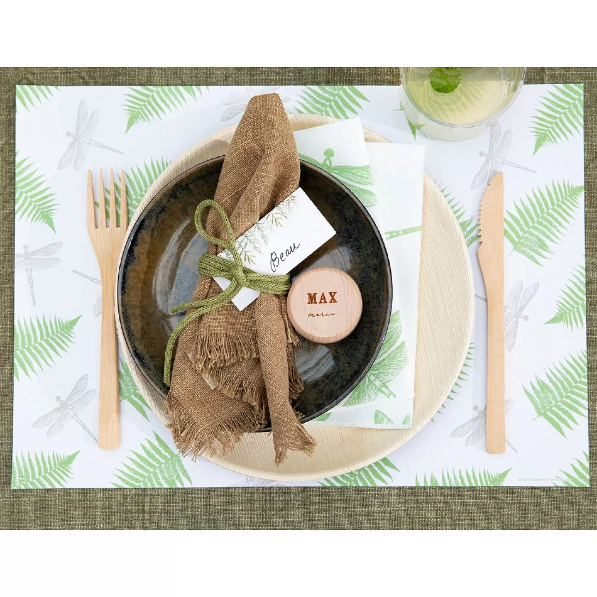 Best Sale Bestekset Bamboe Vork + Mes + Lepel + Servet Fsc 30 Stuks Bestek