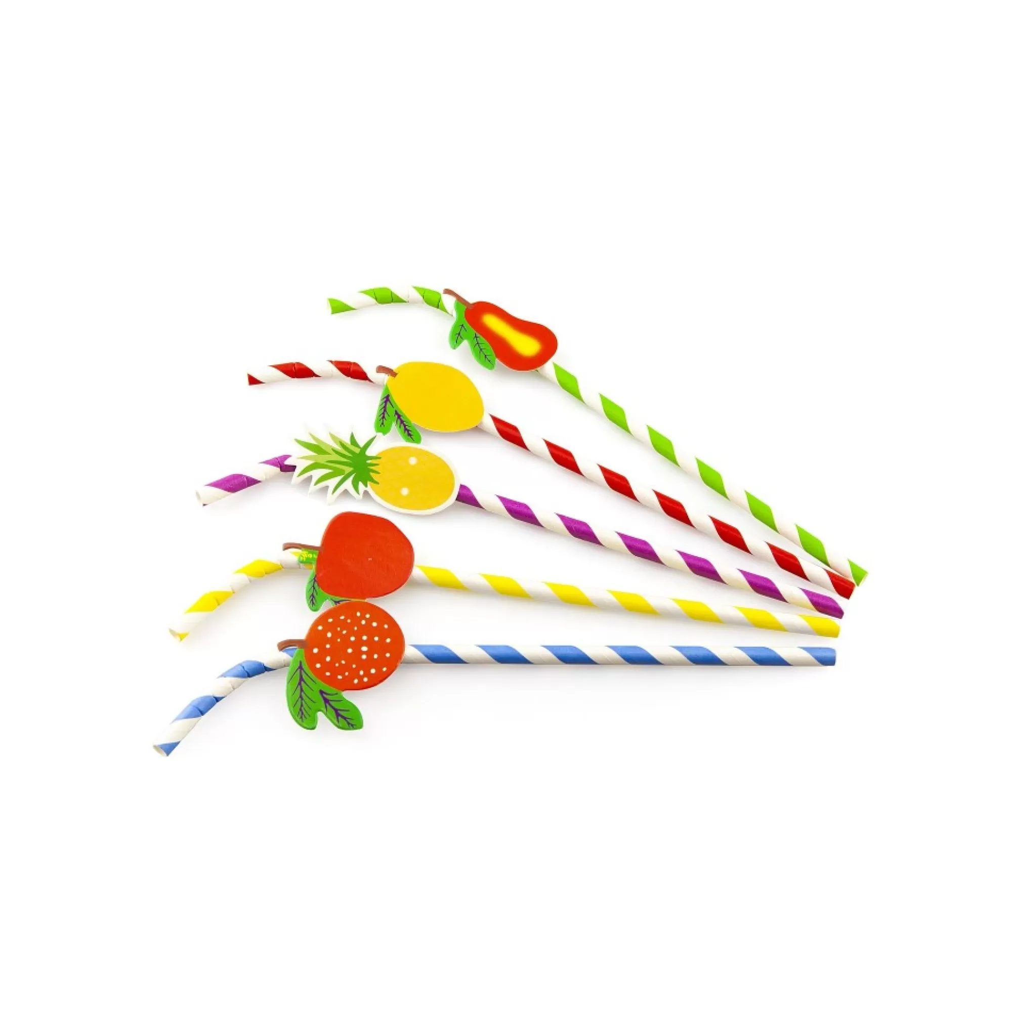 Shop Buigrietjes Papier Gestreept Met Fruit L 24Cm 6Mm 50 Stuks Rietjes