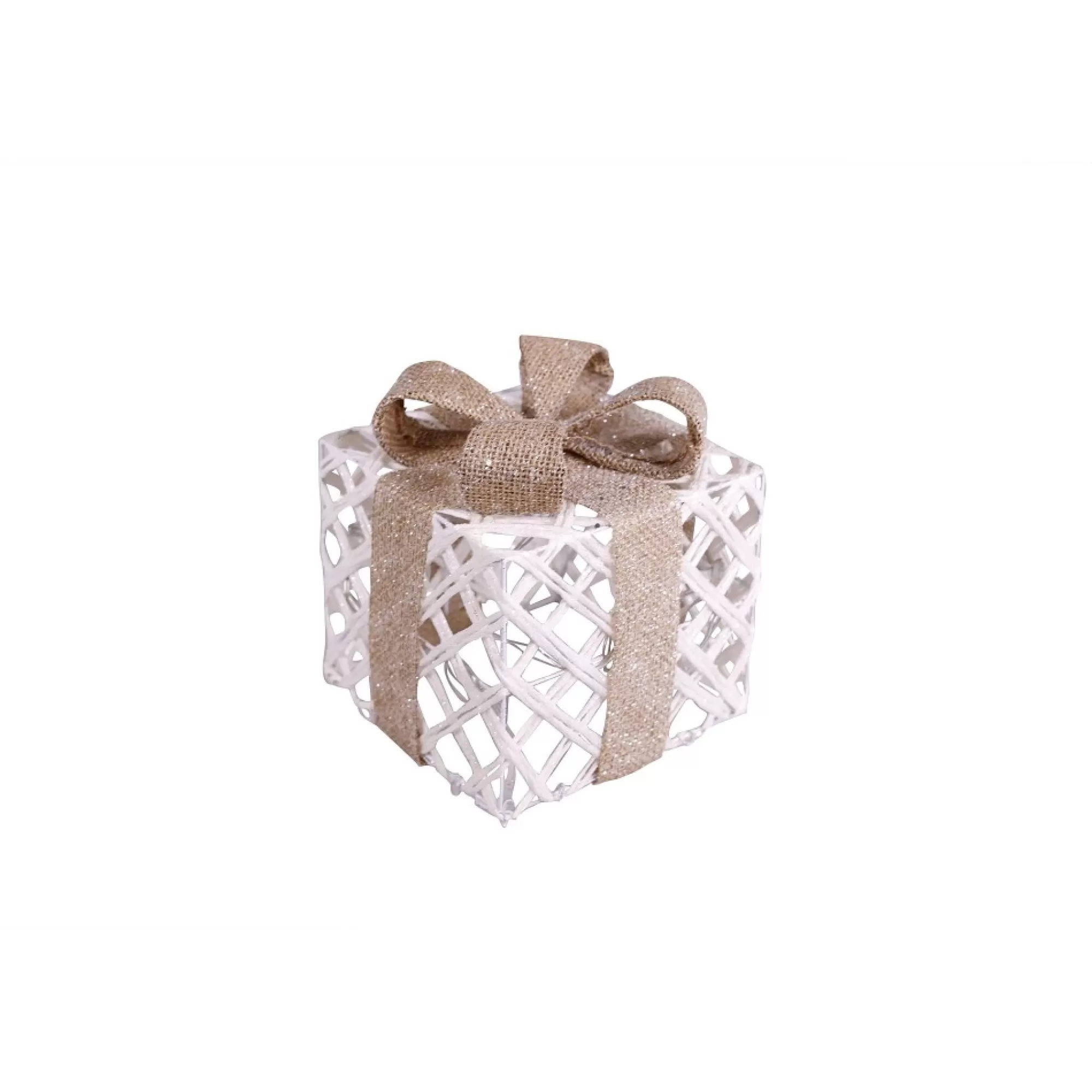 Shop Cadeau Met Led Wit Met Glitterlint 20Cm 3Xaa-Batterijen Niet Inbegrepen Decoratie Met Verlichting