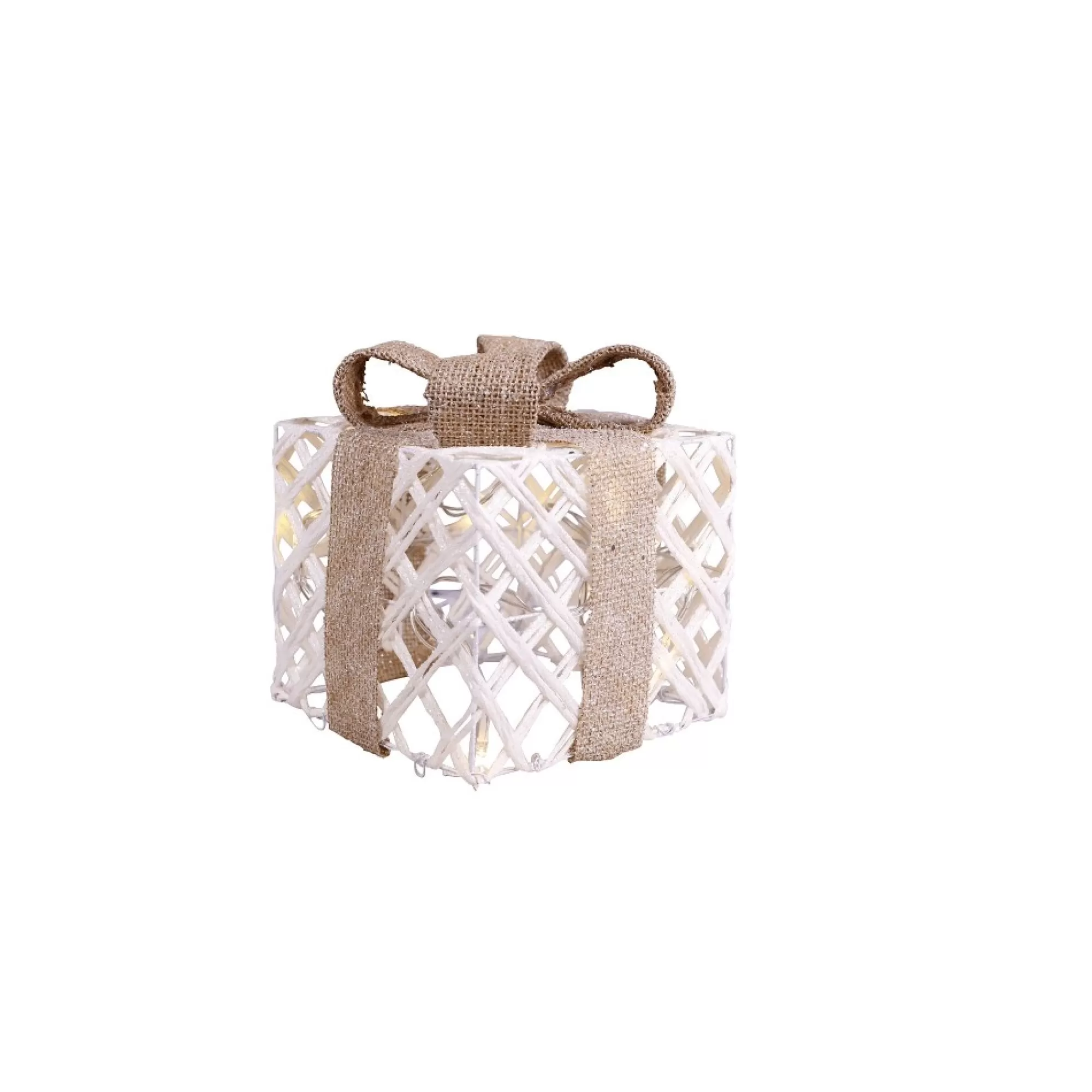 Shop Cadeau Met Led Wit Met Glitterlint 20Cm 3Xaa-Batterijen Niet Inbegrepen Decoratie Met Verlichting