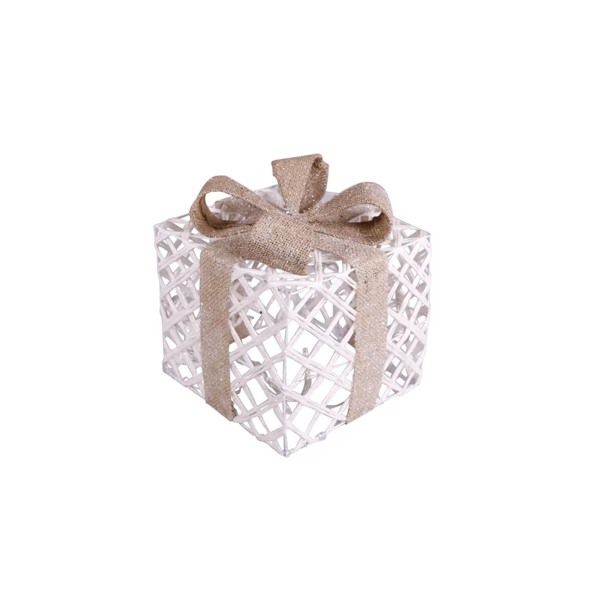 Shop Cadeau Met Led Wit Met Glitterlint 20Cm 3Xaa-Batterijen Niet Inbegrepen Decoratie Met Verlichting