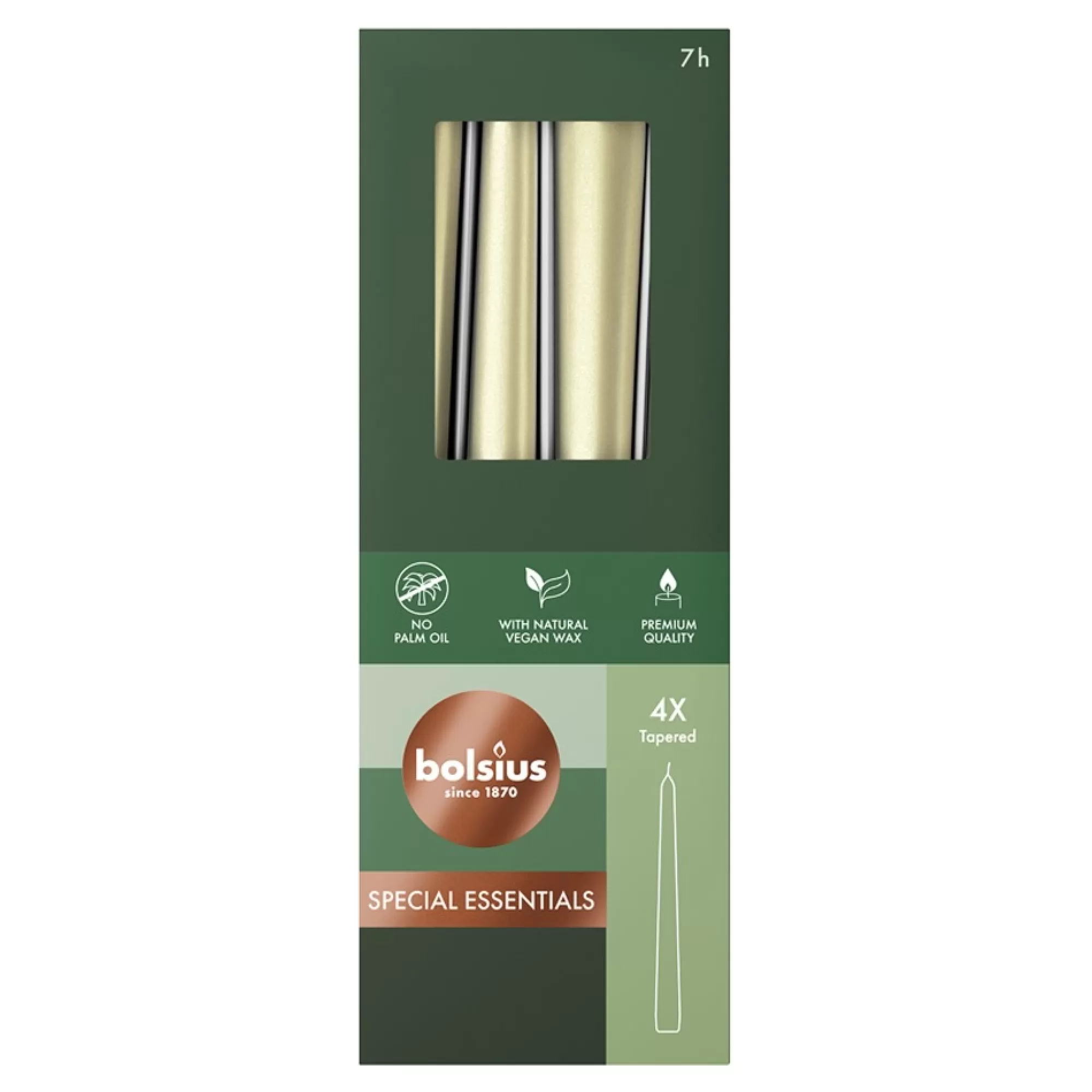 New Gotische Kaars Metallic White Silver H 24,5Cm 2,4Cm 4 Stuks Kaarsen & Houders