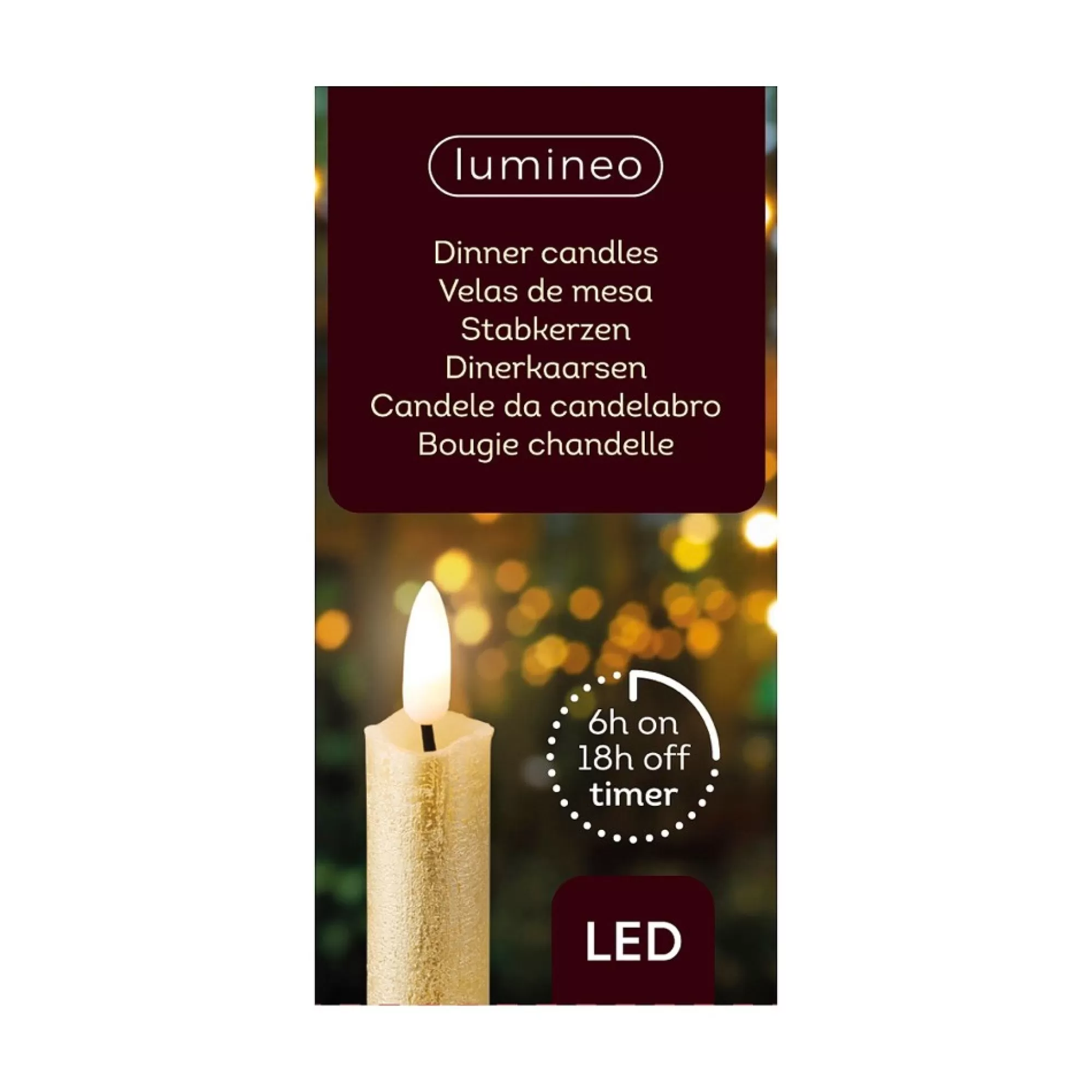 Fashion Kaarsen Warmwit/Goud Led Timer H 24,5Cm 2,2Cm 6H 2 Stuks Allerlei