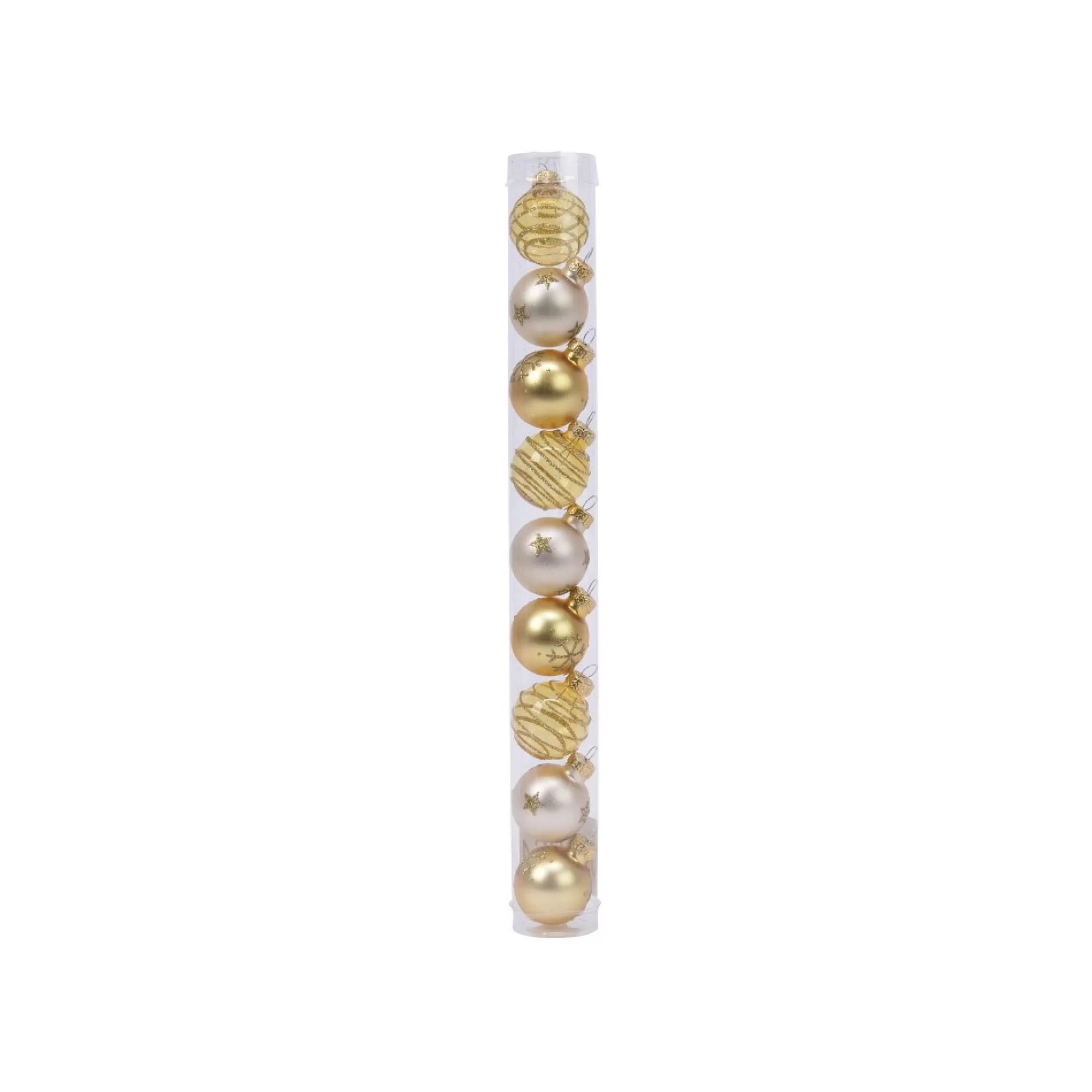 Fashion Kerstbal Glas Deco Mix Assortiment 3Cm Parel/Goud 9 Stuks Kerstballen