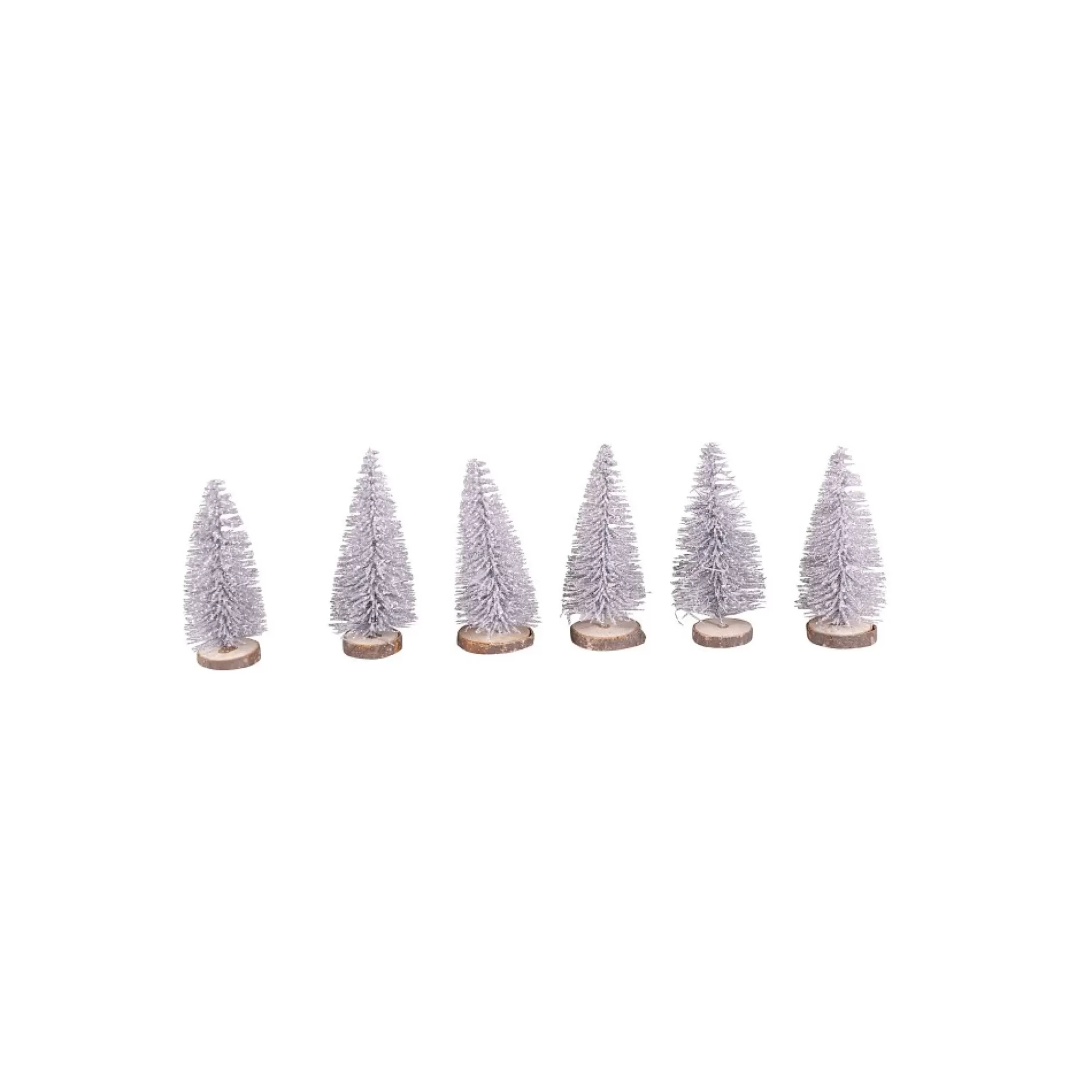 Best Kerstboompjes Zilver Glitter H 8Cm 7Cm Op Boomschijf 6 Stuks Kleine Kerstbomen