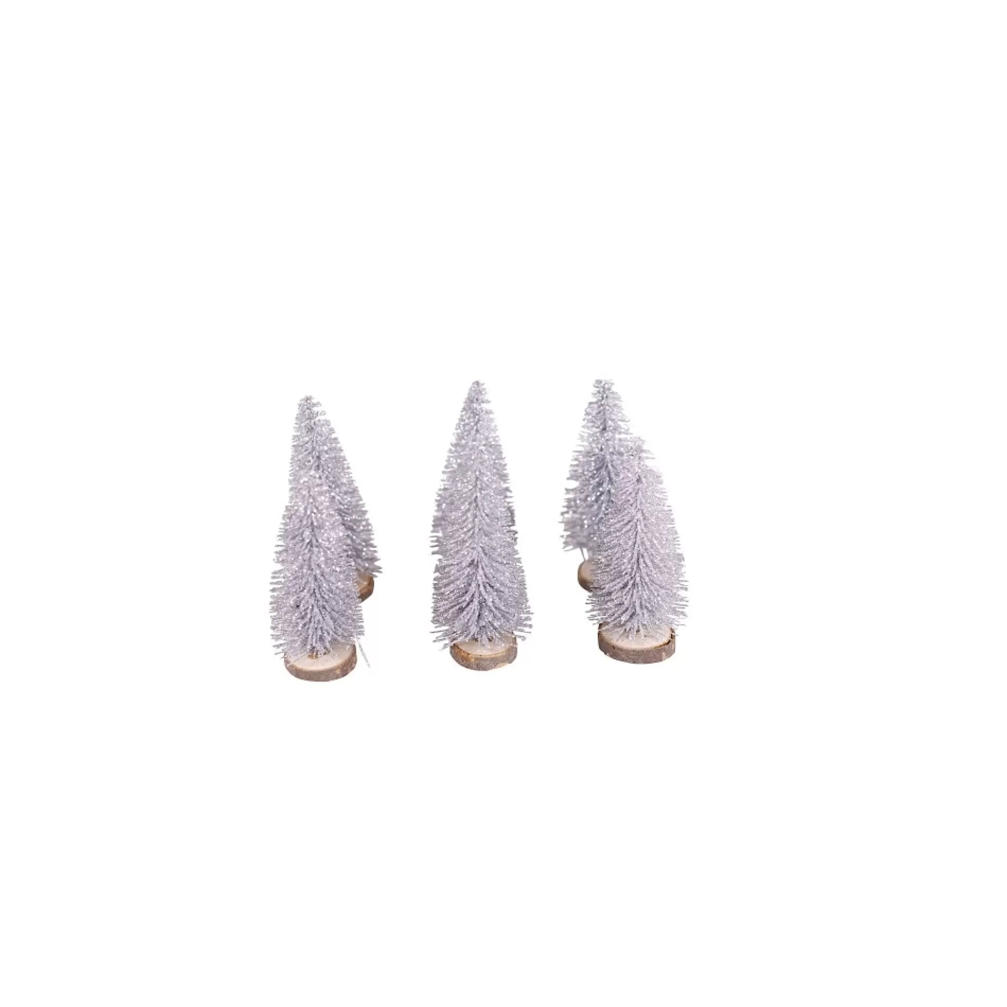 Best Kerstboompjes Zilver Glitter H 8Cm 7Cm Op Boomschijf 6 Stuks Kleine Kerstbomen