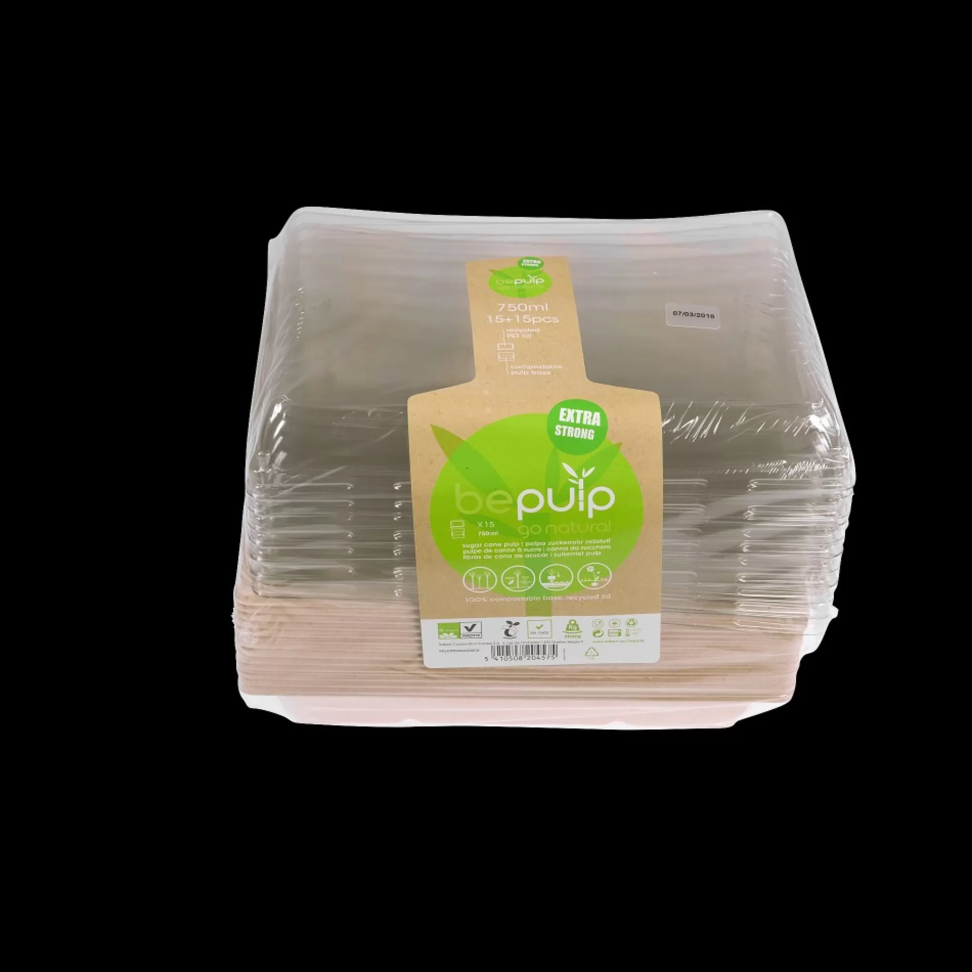 Cheap Pulp Container Rechthoekig 750Ml Diep Kit 15 Bakjes + 15 Deksels Take-Away