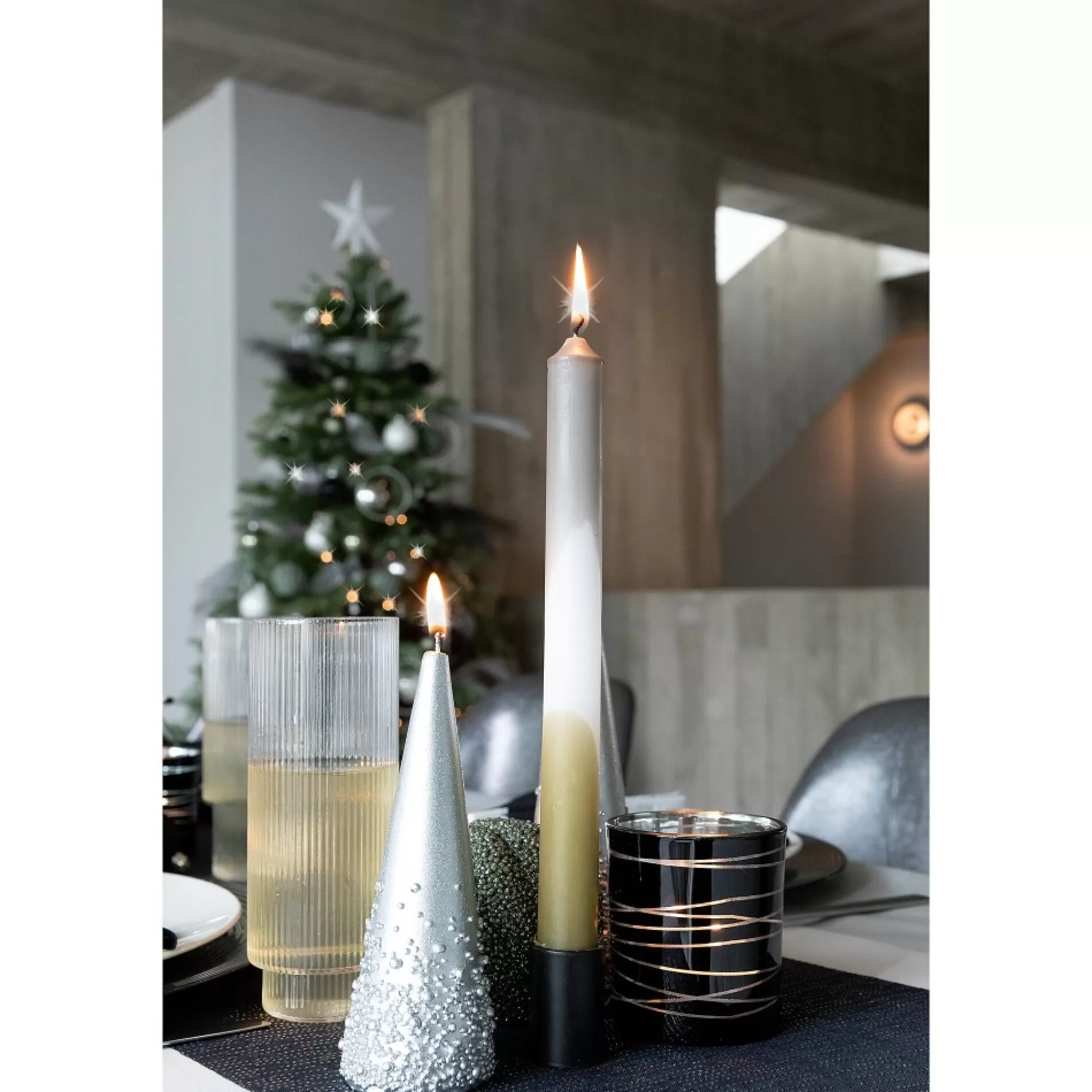 Outlet Tafelkaars Dip Dye Olijf-Salie H 24Cm 2,2Cm 9U 3 Stuks Fantasiekaarsen