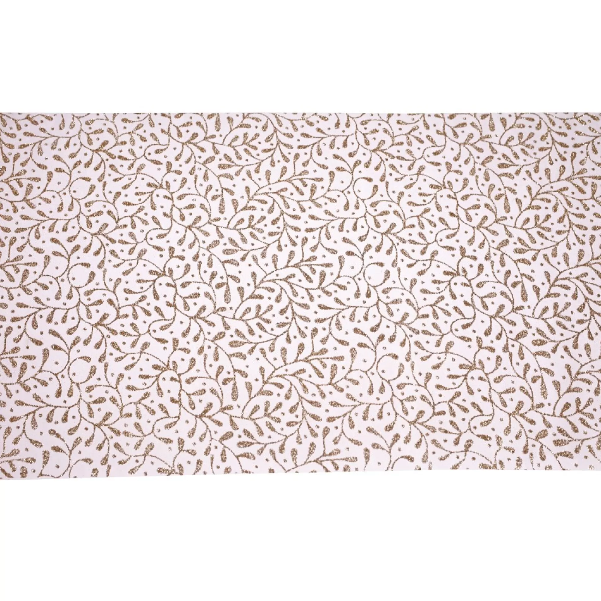 Shop Tafelloper Gebroken Wit Organza Met Bladeren Champagne Glitter 28Cm X 5M Tafellopers