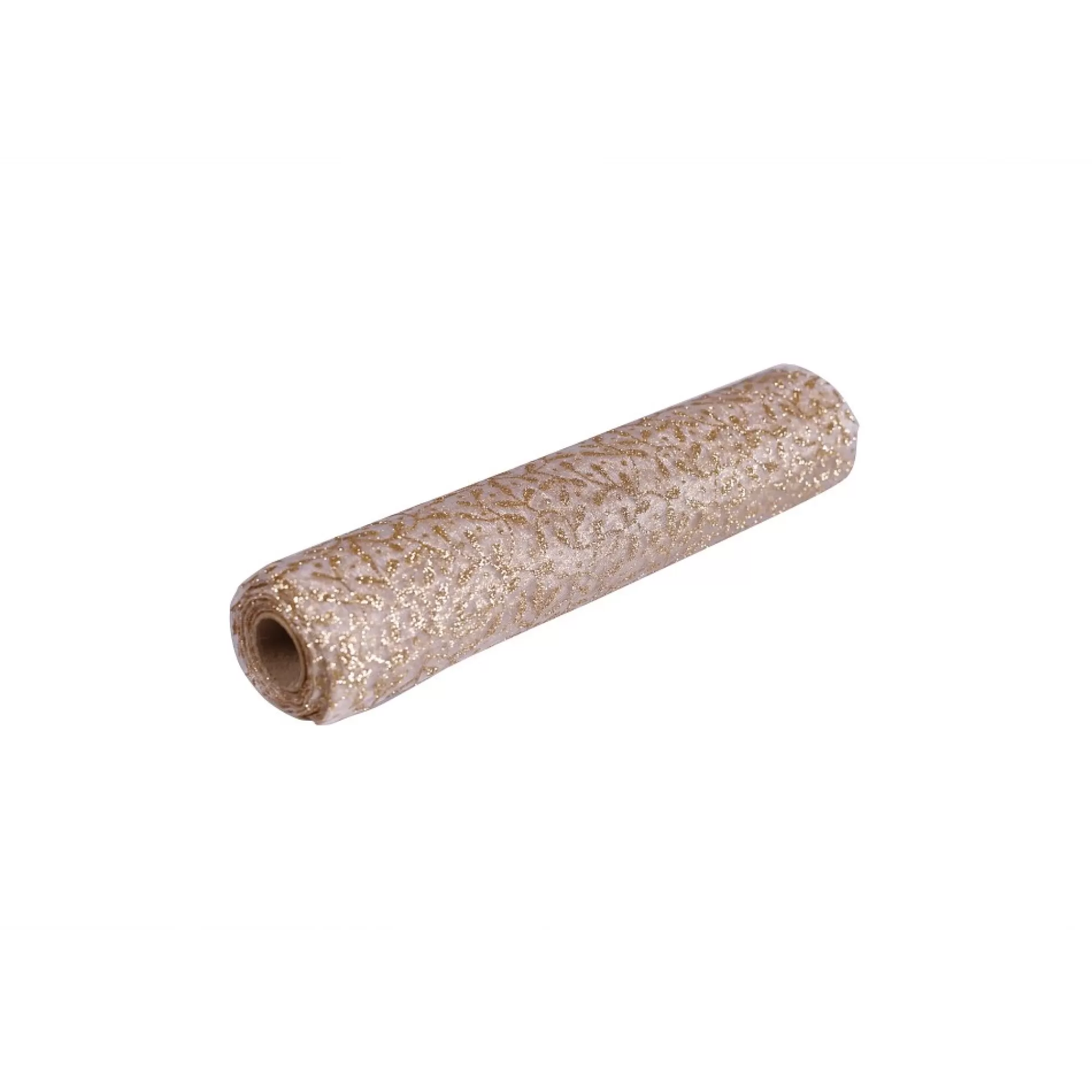 Shop Tafelloper Gebroken Wit Organza Met Bladeren Champagne Glitter 28Cm X 5M Tafellopers