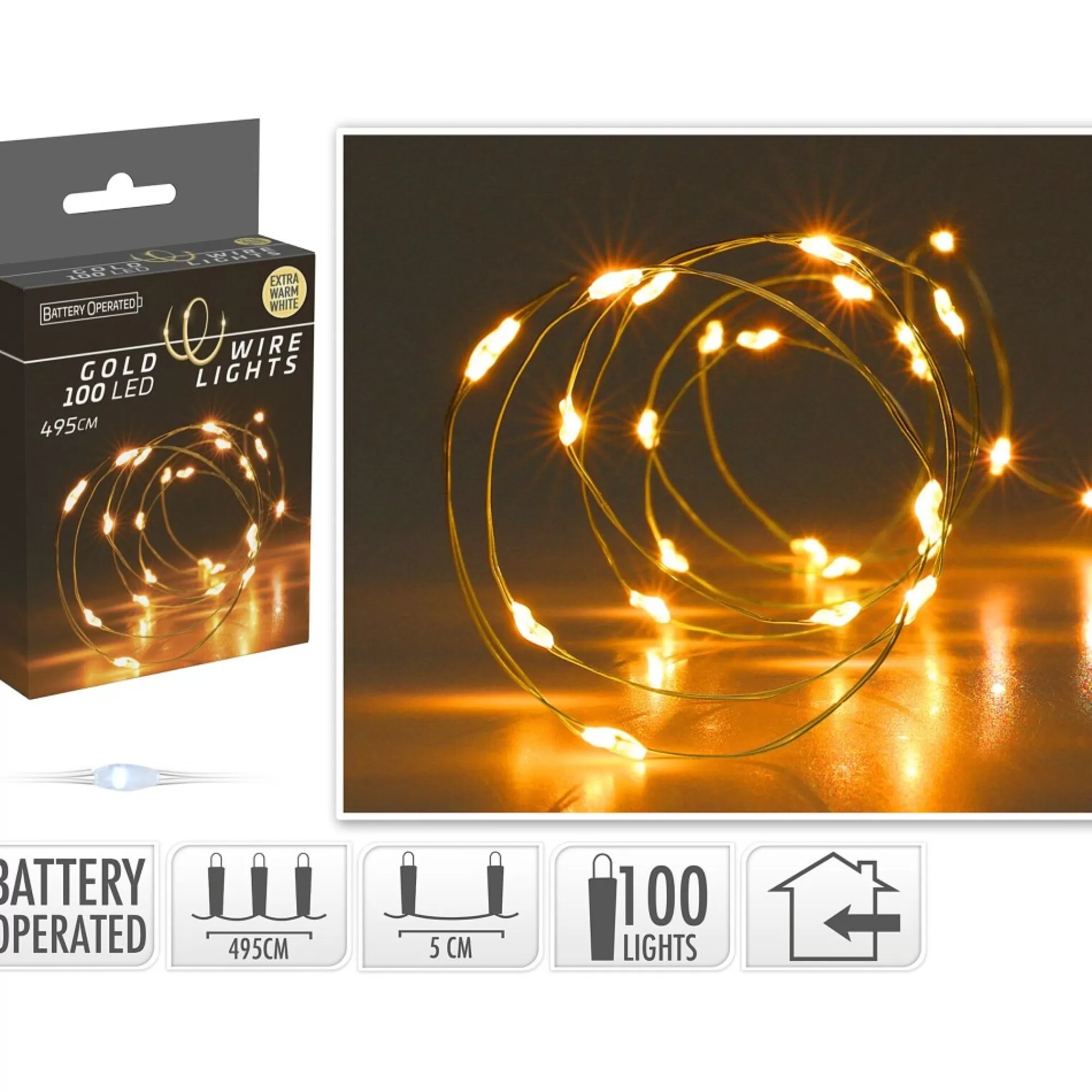 Sale Verlichting 100 Leds Warm Wit Gouddraad 3Xaa Batterij Niet Inbegrepen Warm Witte Kerstverlichting